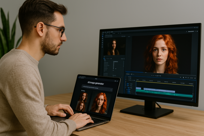 Créateur visuel utilisant l’intelligence artificielle pour générer des images et vidéos professionnelles