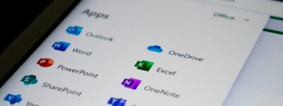 Un écran avec les différentes applications de Microsoft